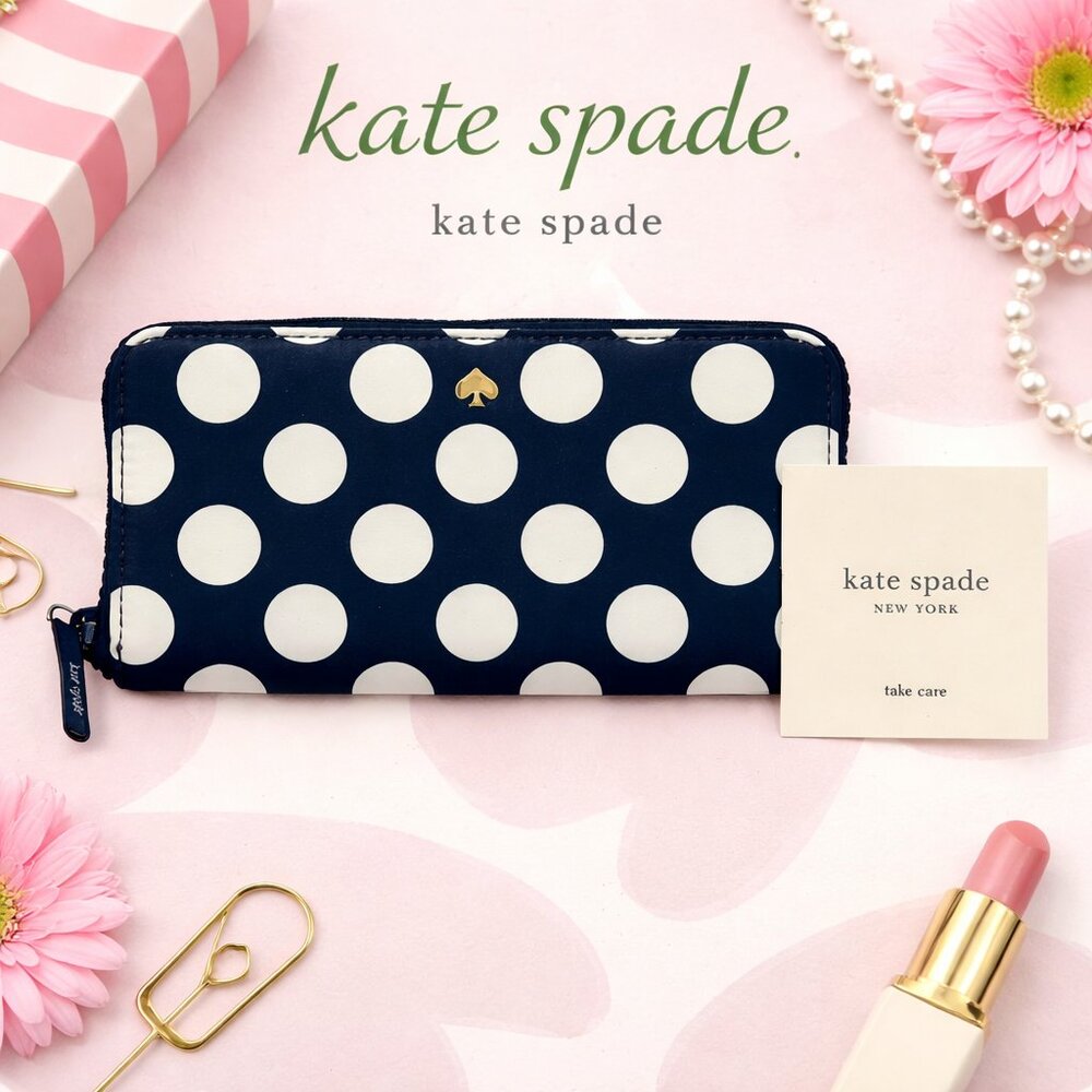 NWT Kate Spade Jae Seaside Dot Continental Zip Around Wallet w/Credit Card Slots